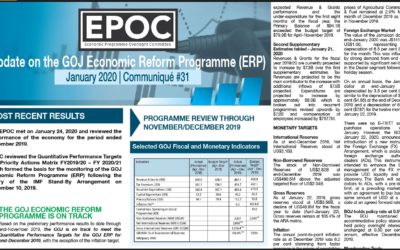 January 2020: Update on the GOJ Economic Reform Programme (ERP)