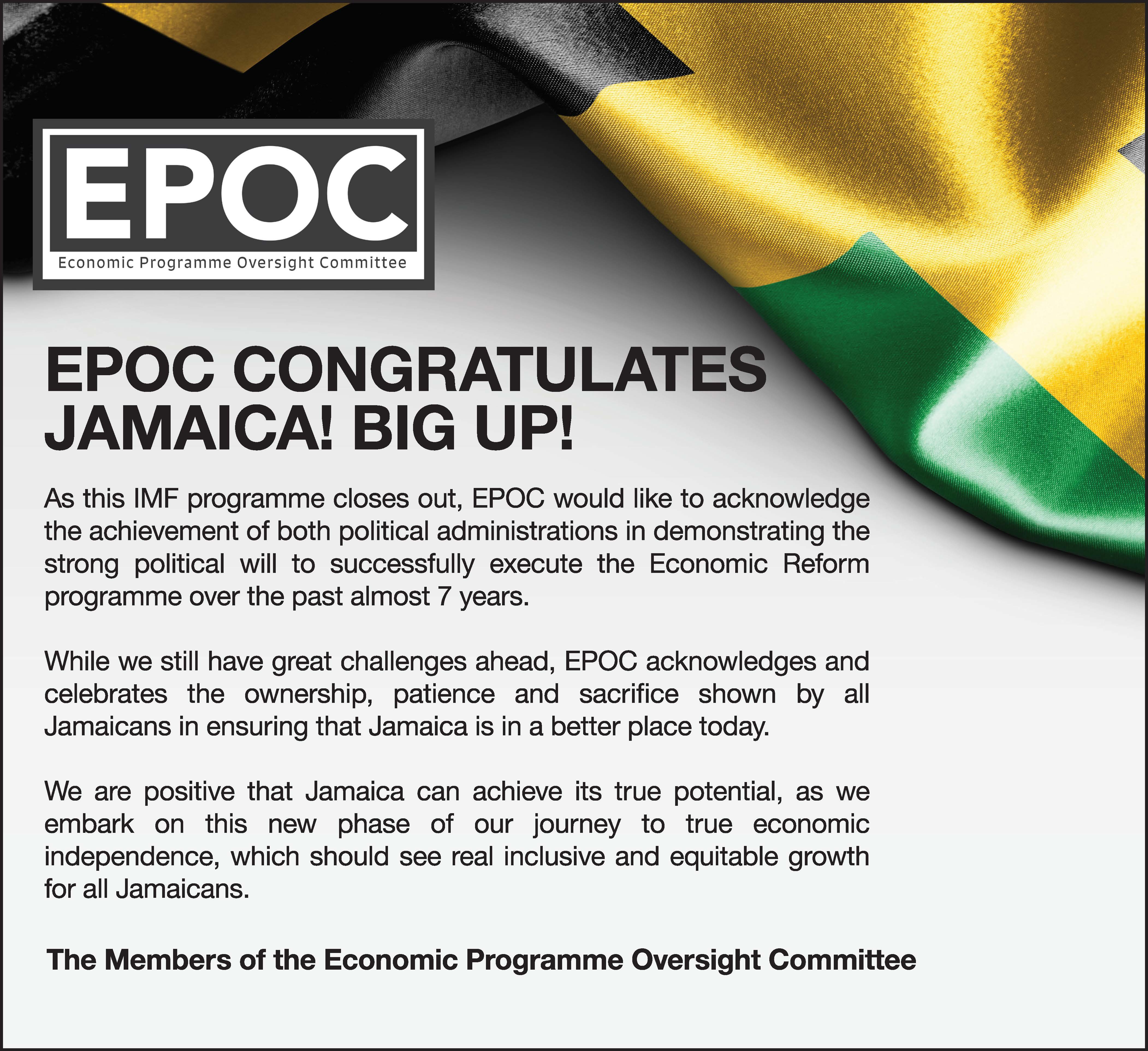 EPOC Congratulates Jamaica!